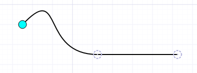 A curve with one cyan node and two invisible nodes